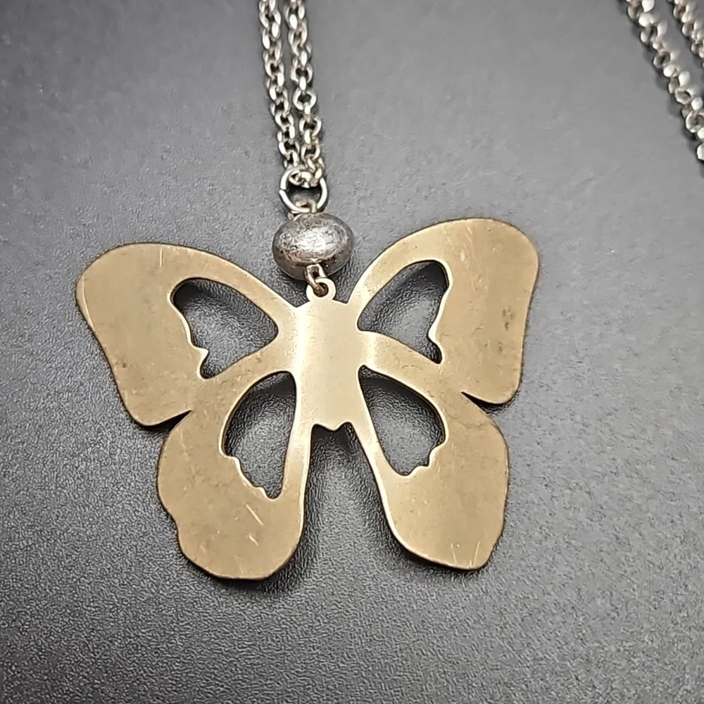 J.Jill Dancing Petals Butterfly Pendant Necklace Two-Tone